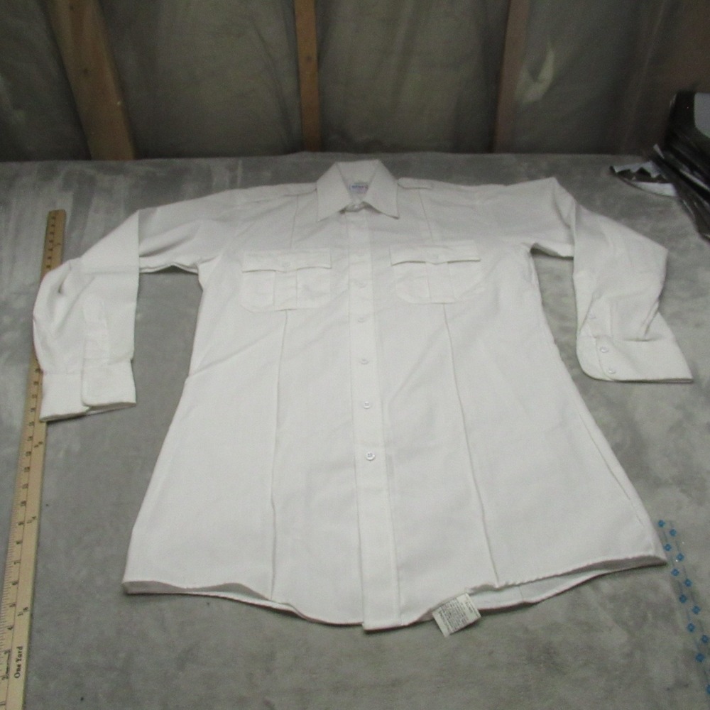 Elbeco Duty Plus Shirt Mens Medium Tall White Uniform Long Tactical Work Heavy